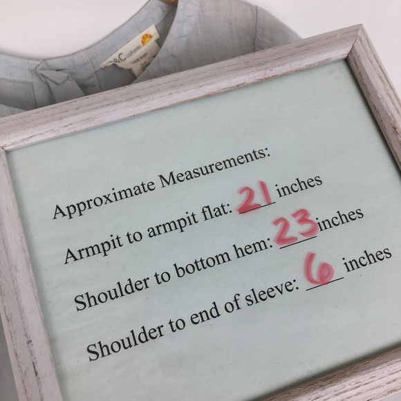 C & C California 100% Linen Blue Boxy Top Button Back Short Sleeve Women’s Sz M - Picture 11 of 11